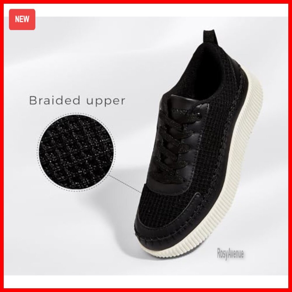 Platform Sneakers with Rhinestones Chunky Retro Walking Shoes - Picture 3 of 7